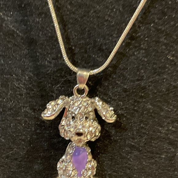 Silver and Purple Dog Pendant Necklace - Picture 12 of 12